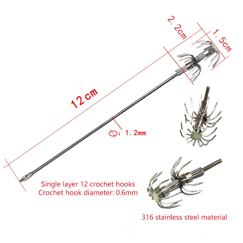 1 8 10 Box Umbrella Hooks Live Bait Squid Blow Tubes Octopus Qme silver-1