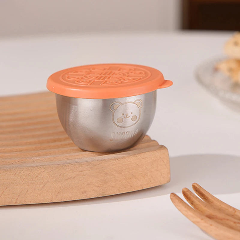 Barbecue Dipping Cup Stainless Steel Sauce Portable Seasoning Dish Qme Orange