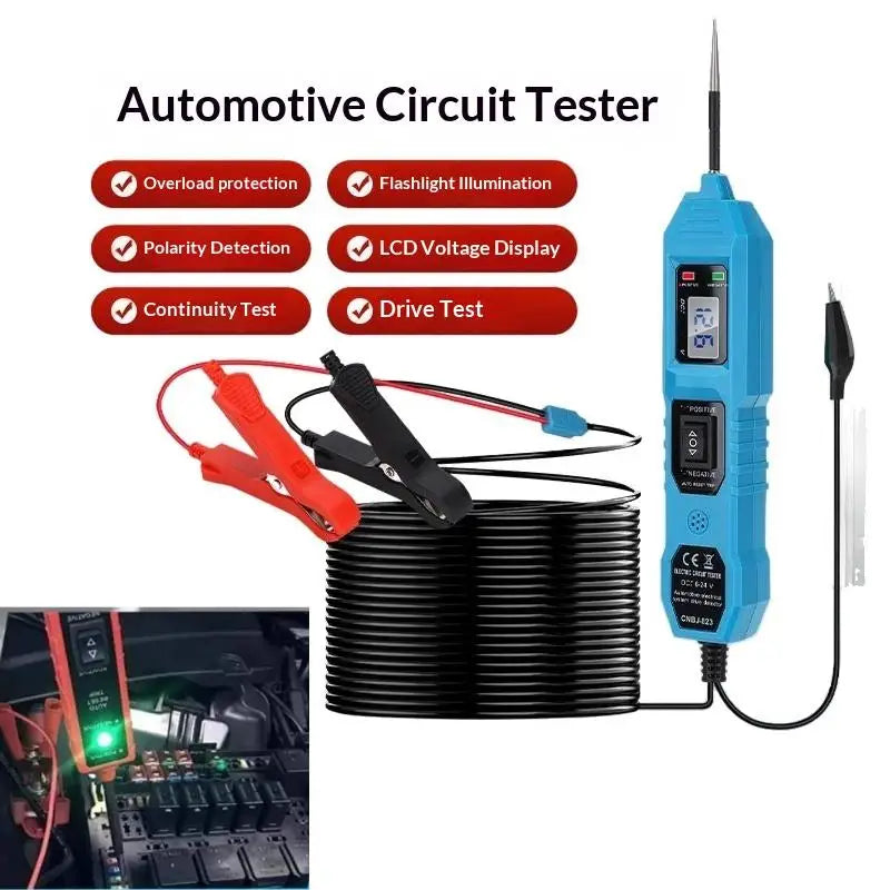 1Pcs Digital Multimeter Probe With Alligator Clips Car Circuit Tester Compatible With 3.5-36V Dc Automotive Electrical Systems Qme Blue