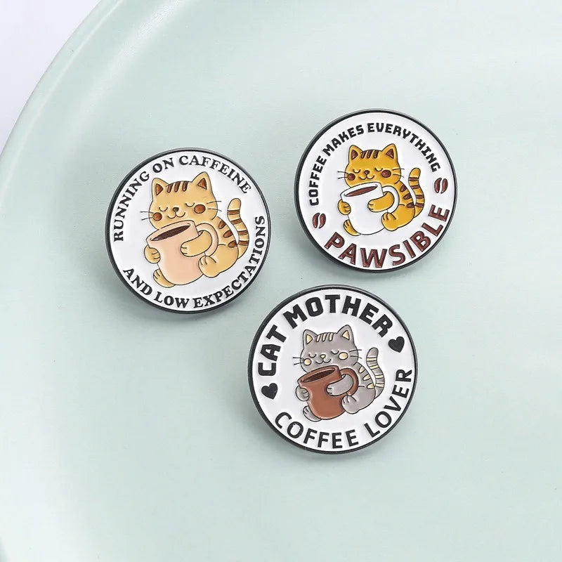 Cartoon Tabby Orange Cat Metal Enamel Pins Lovely Pet Lapel Pin Kitten Brooch Ornament for Coat Backpack Hat Daily Decor Gift Qme