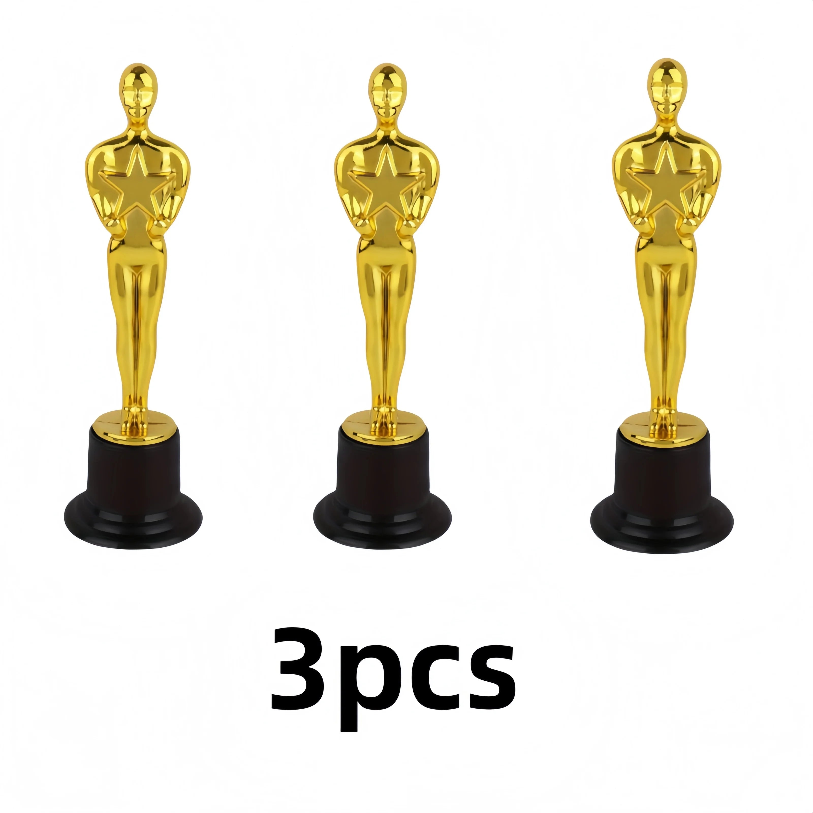 1 3 6 Golden Trophy Statuettes Plastic Oscar Award Trophies Party Qme 3pcs