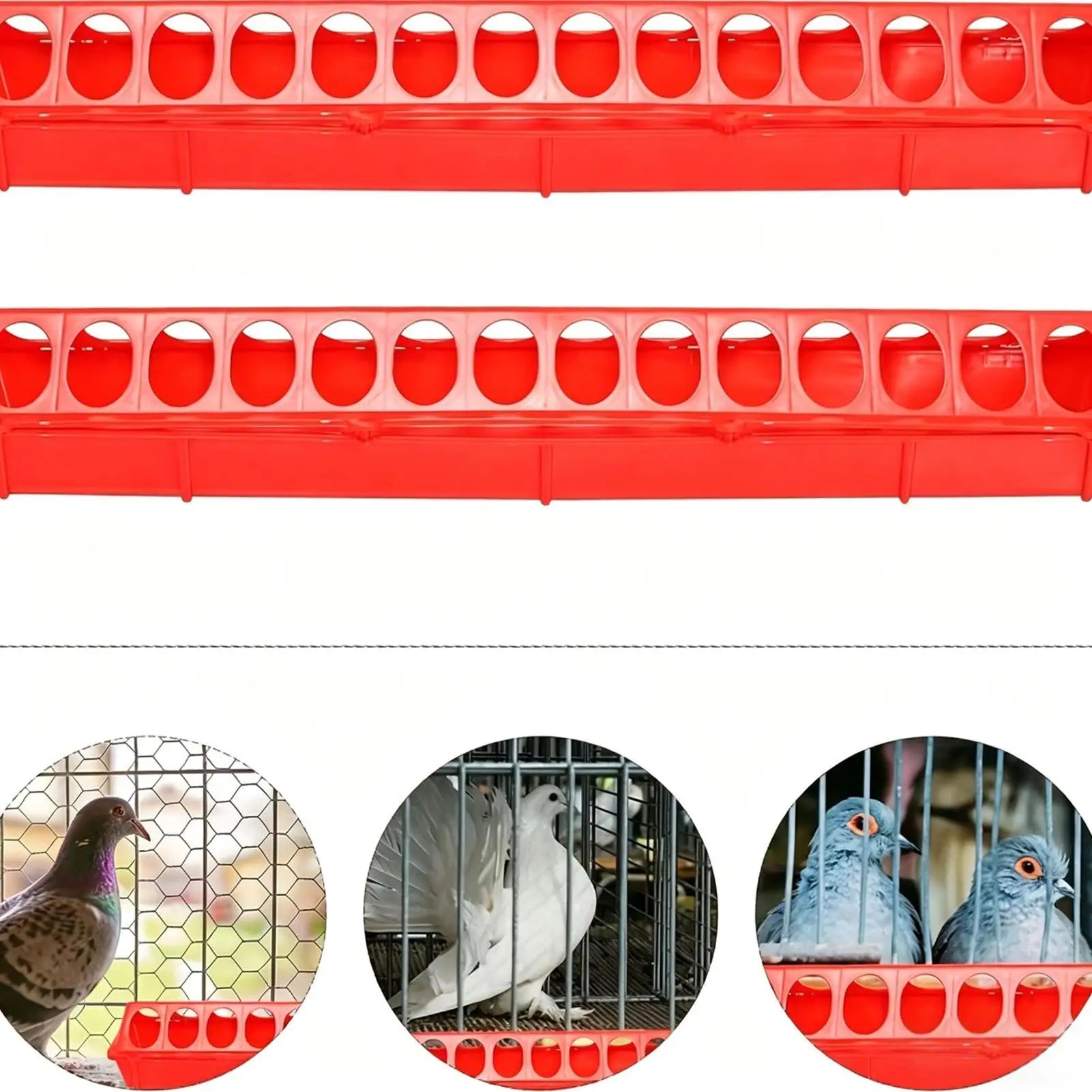 Chicken Feeder Trough Anti-Leak Easy-Fill Animals Bowl Chicken Feeder Anti-waste Drinker For Chicks Ducklings Goslings Quail Qme