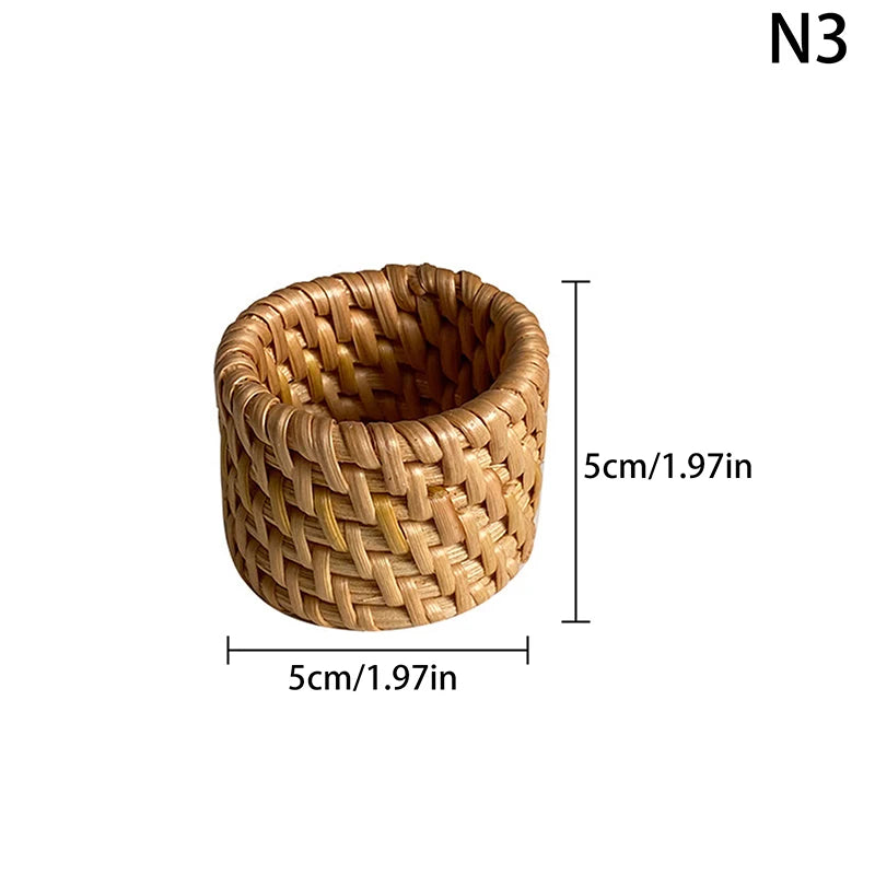 6 Woven Handmade Napkin Ring Rustic Natural Holder Table Decor Wooden Qme 3