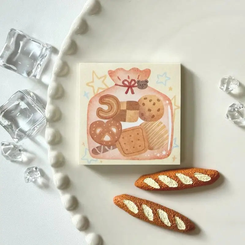 Cute Cartoon Food Series Memo Sticker Message Paper DIY Non Sticky Qme A8
