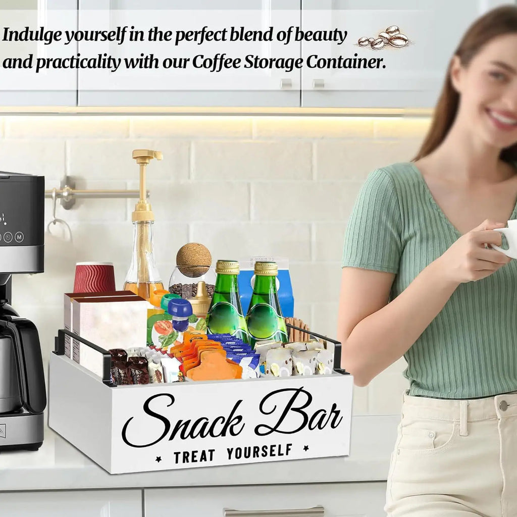 Coffee Counter Organizer Sugar Holder Basket Desk Coffee Counter Organizer With Handle For Dorm Studio Breakroom Living Room Qme