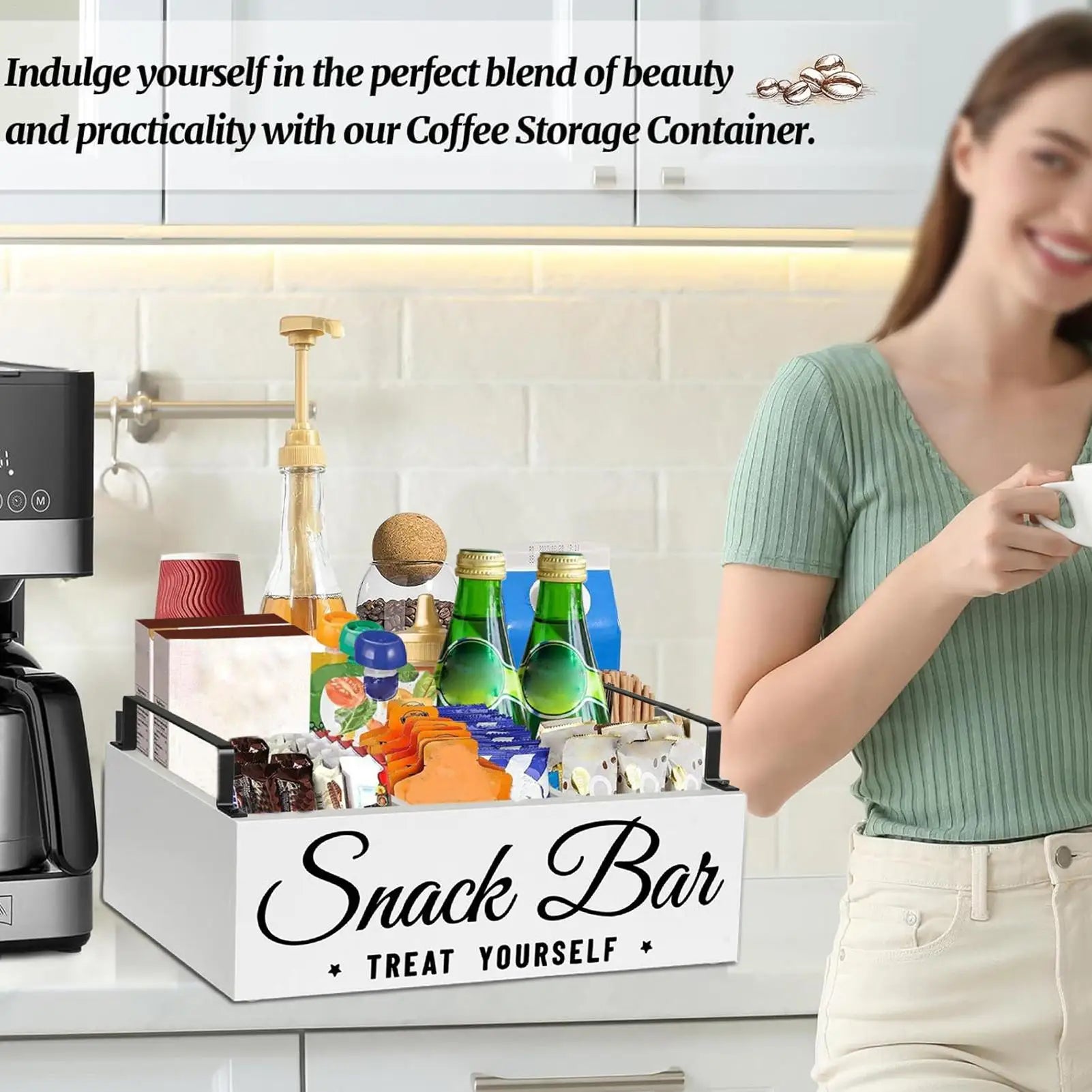 Coffee Counter Organizer Sugar Holder Basket Desk Coffee Counter Organizer With Handle For Dorm Studio Breakroom Living Room Qme