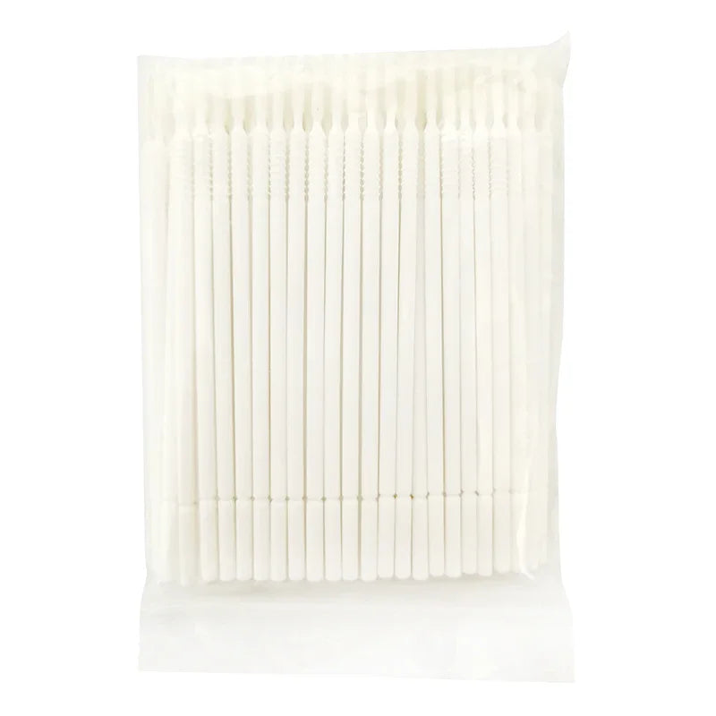 100pcs/Pack Bendable Micro Brushes Disposable Microbrush Applicators Eyelash Extensions Eyelash Glue Cleaning Brush for Eyelash Qme White