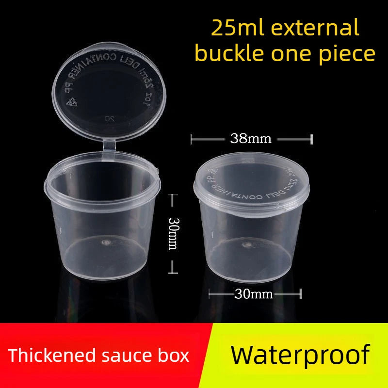 50/100Pcs Disposable Plastic Sauce Containers with Lids Mini Food Cups for Chutney Chili Sauce Kitchen Seasoning Storage Qme 25ml 100pcs