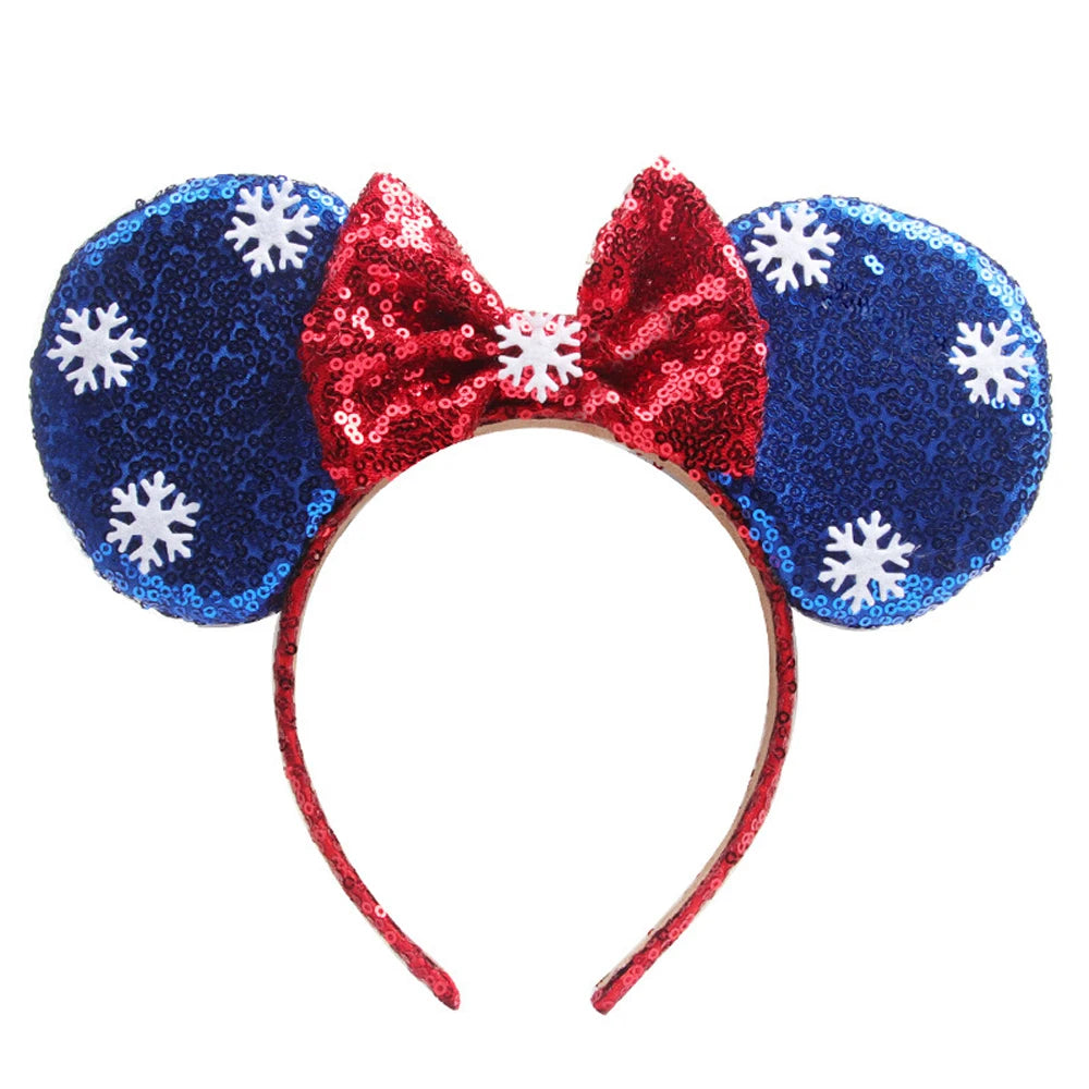 Frozen Mouse Ears Headband For Women 5''Polka Sequin Bow Hairband Halloween Christmas Festival Party Travel DIY Hair Accessory Qme Headband 6