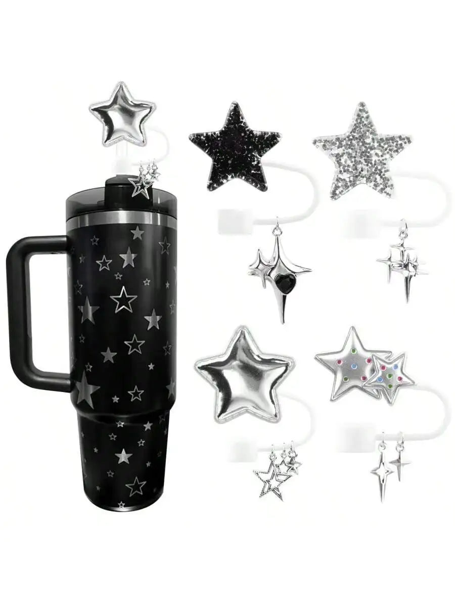 Cute Dust Cover Strawberry Star Pendant Straw Lid Compatible Stanley Qme Combination 2