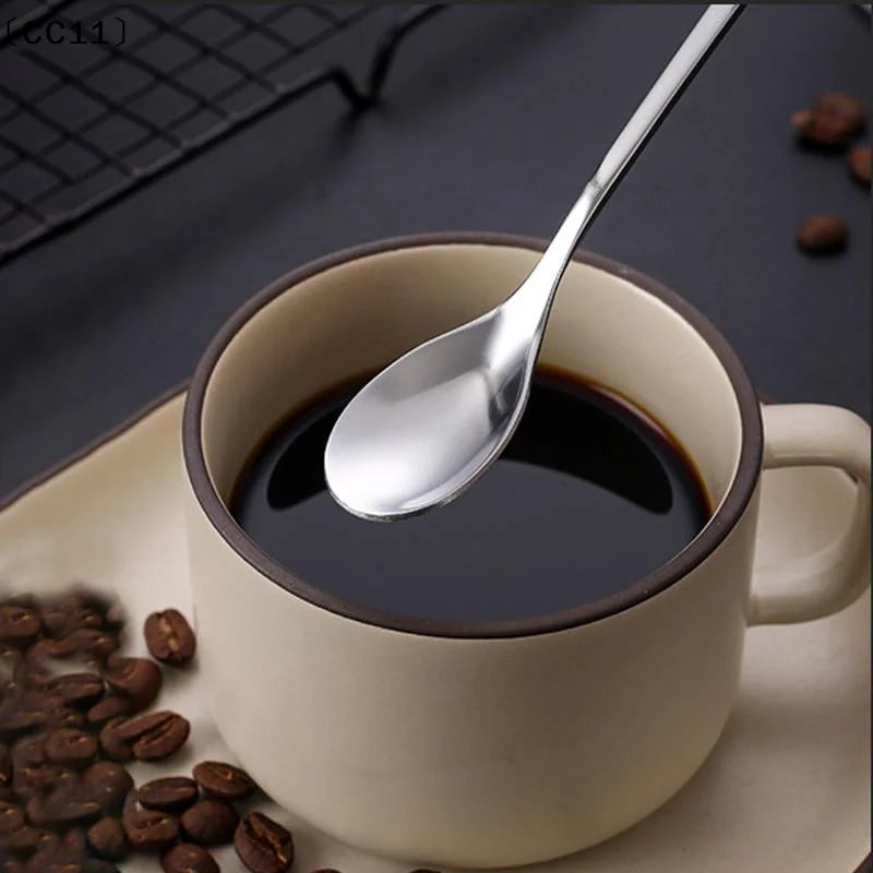 Stainless Steel Long Handle Stir Spoon Cocktails Ice Coffee Tea Qme
