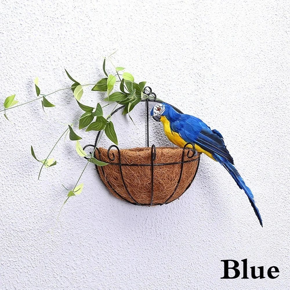 25 Creative Handmade Simulation Parrot Animal Bird Garden Props Qme blue 25 cm