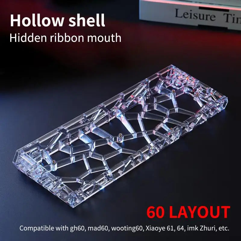 GH60 Hollow Transparent Keyboard Shell Universal 60 Layout Case Qme Transparent