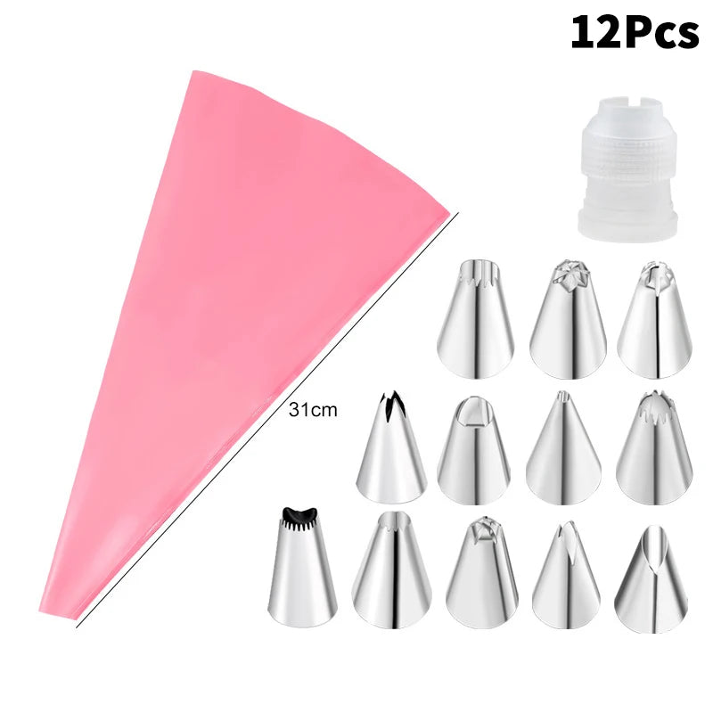 CC11Stainless Steel Piping Nozzle Kitchen Cake Icing Cream Decor Tool Qme 12 Pink