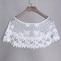 White Lace Butterfly Crochet Shawl, Hollow Out Cropped Capelet, Summer Bridal Cover Up Qme White Butterfly 1pc