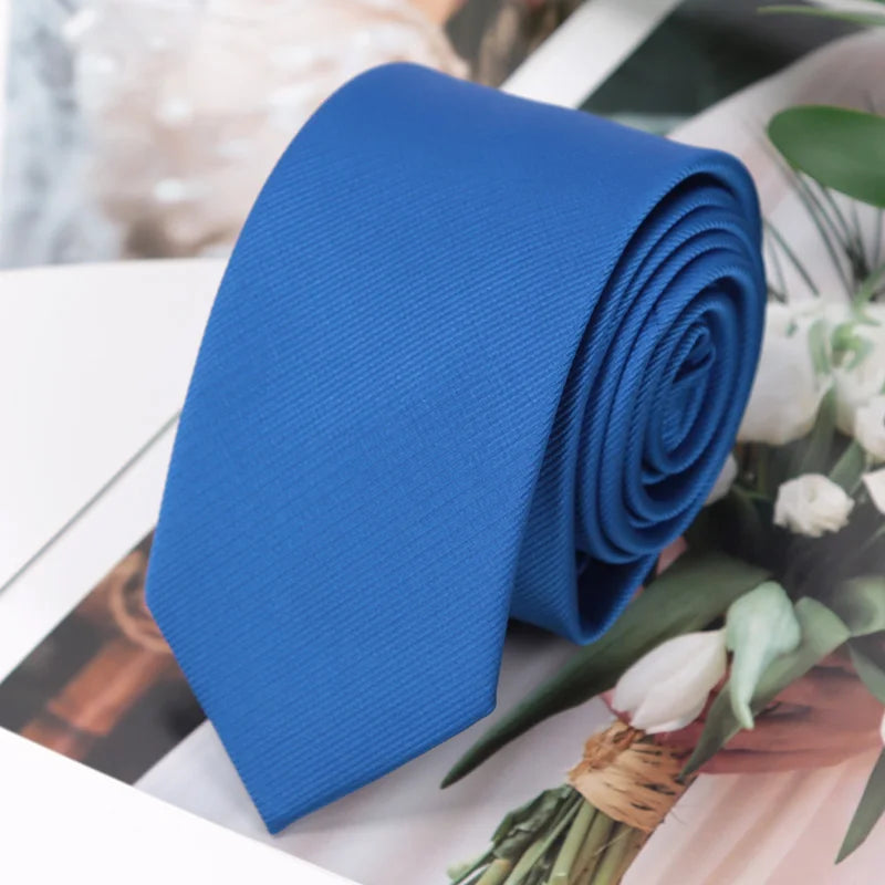Mens Ties Champagne Red Black Solid Skinny Necktie Women Casaual Qme ROYAL BLUE