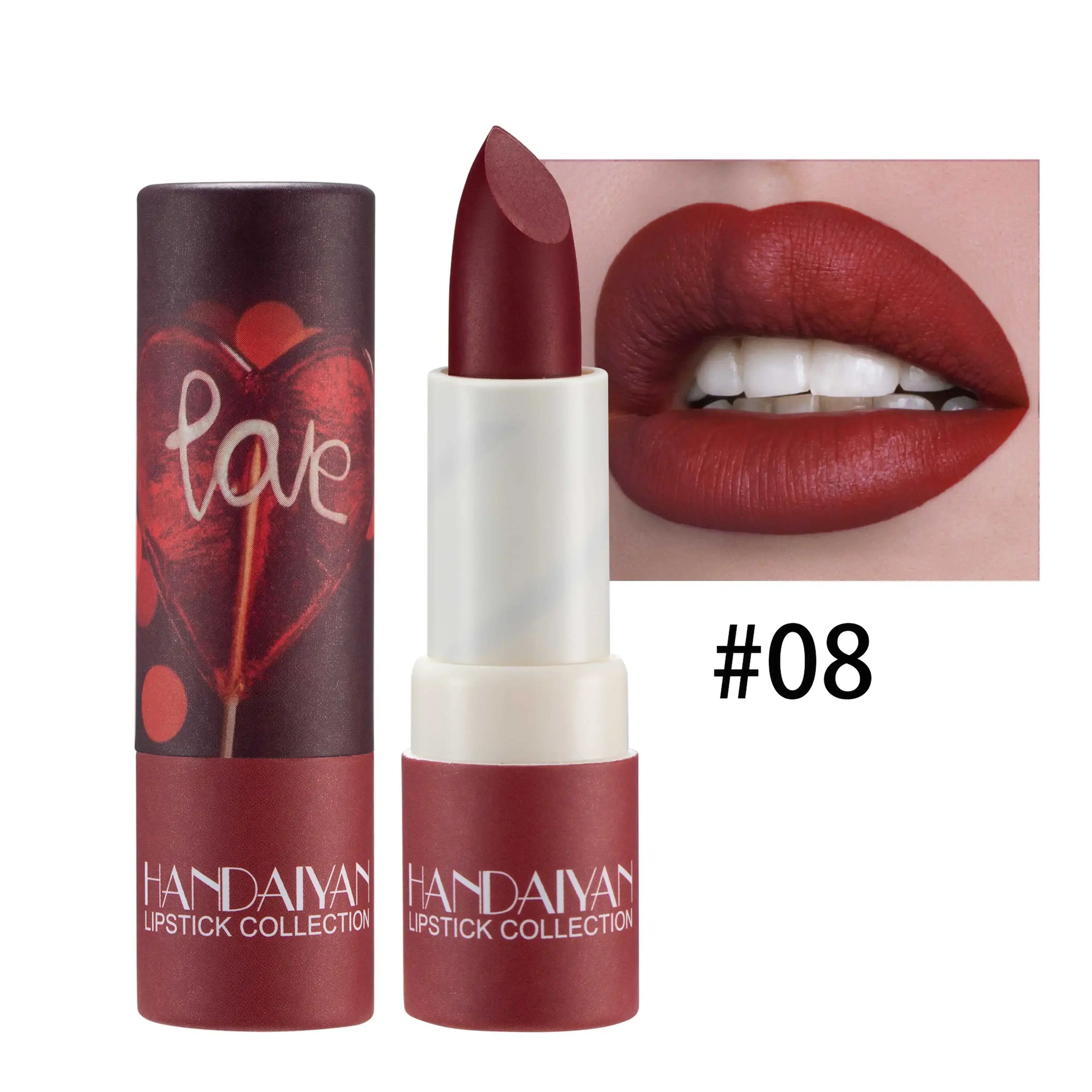 8 Colors Matte Velvet Texture and Is Not Easy to Fade. Naked Color Lipstick, Matte Paper Tube Lipstick Christmas gift Qme 08