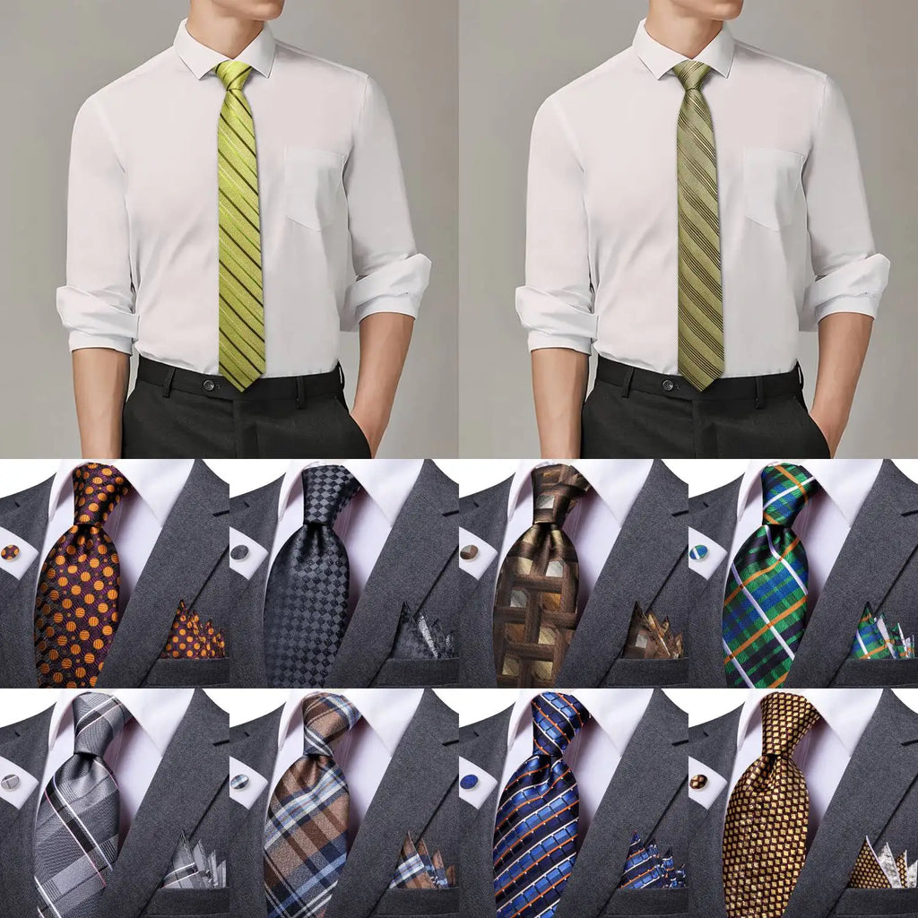Men's Tie Pocket Square Colorful Striped Business Collection Formal Qme