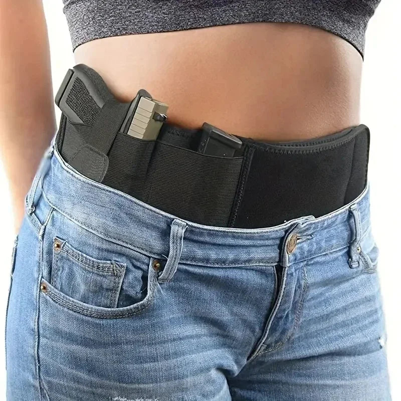 Waist Band Belt for Outdoor Hunting Fitness Defense Use Tactical Belly Gun Holster Portable Hidden Phone Bag Concealed Carry Qme baoyaoqiangtao 115CM