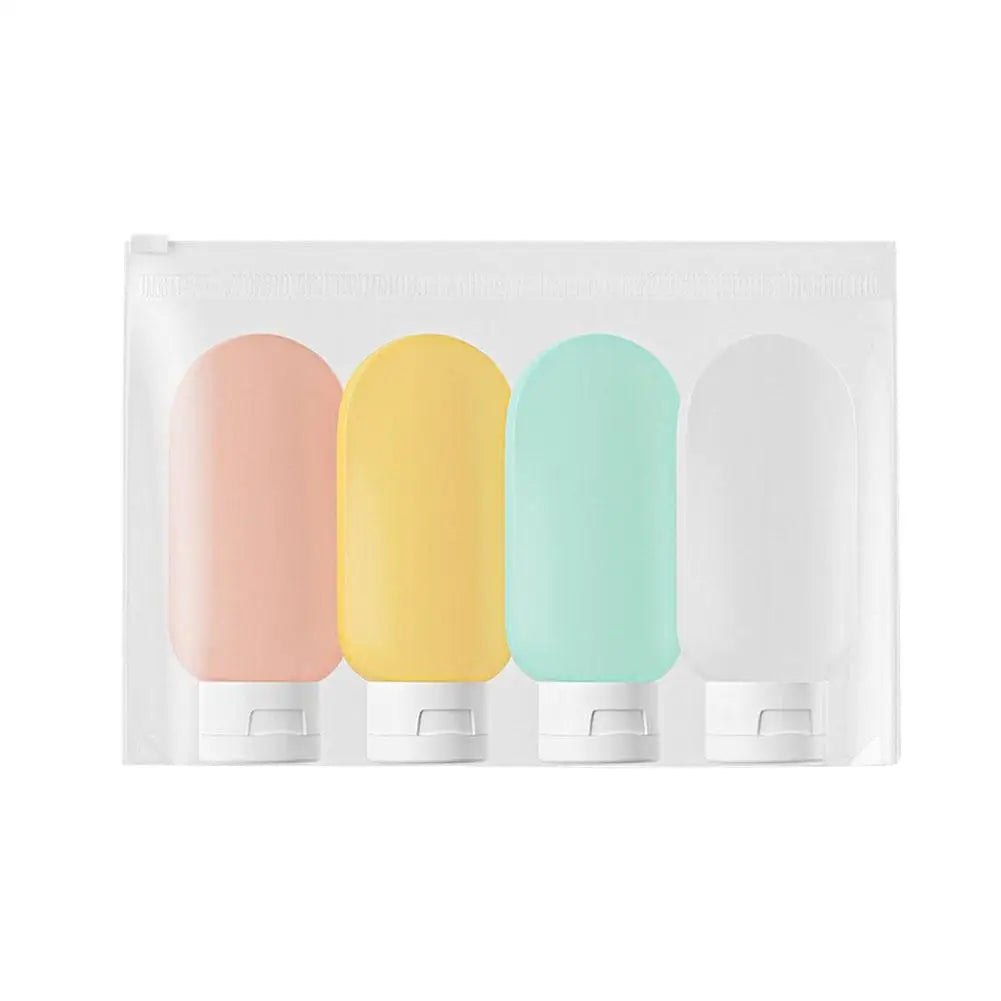 Fashion New Portable Travel Shampoo Bottle 4Pcs Set Refillable Bottle 60ml Soft Lotion Container Squeeze Tube Empty Bottle Qme Light color