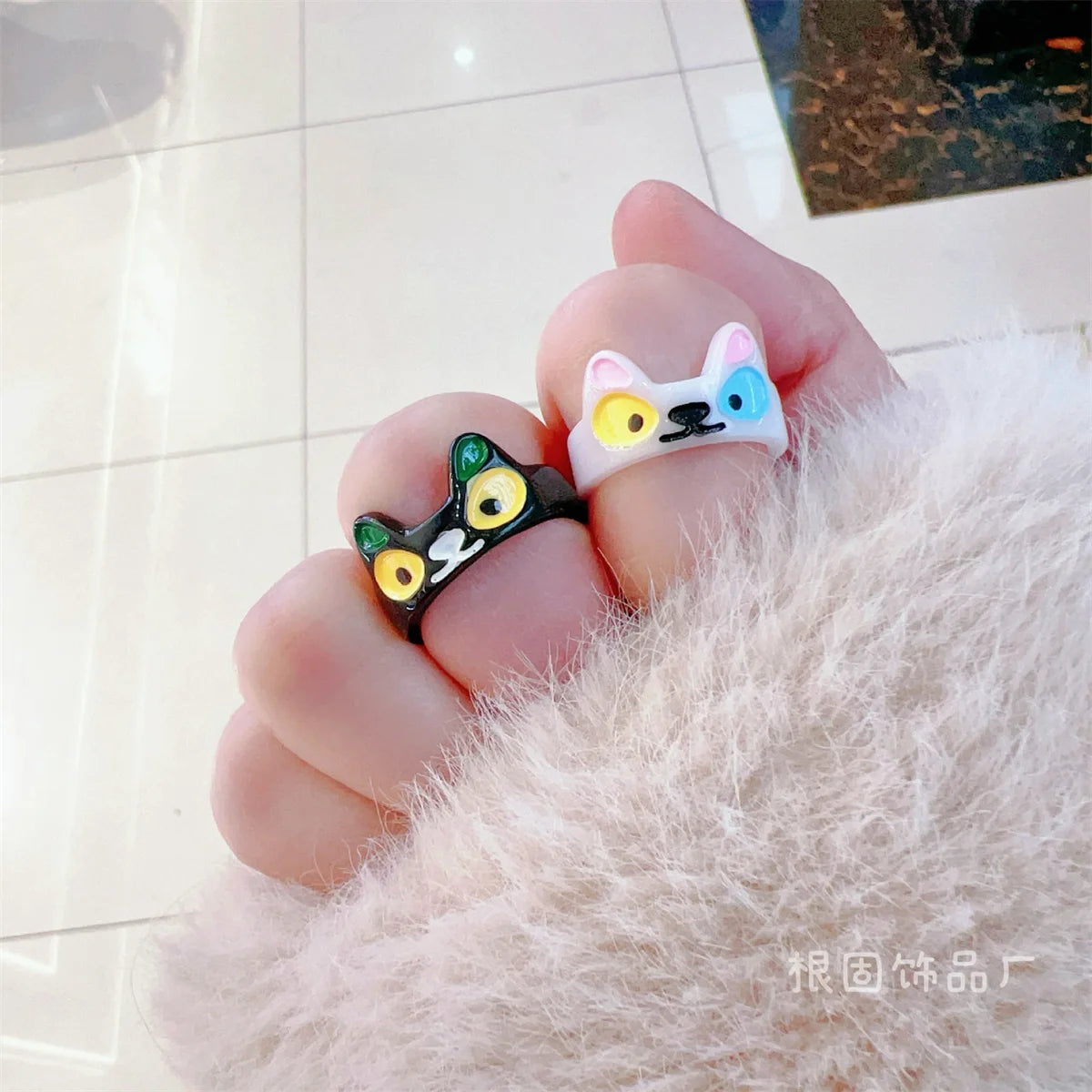 Cute Cartoon Cat Ring Aesthetic 3D Resin Ring Women Jewelry Gift Girls Hip Hop Women Men Birthday Gothic Halloween Rings Women Qme