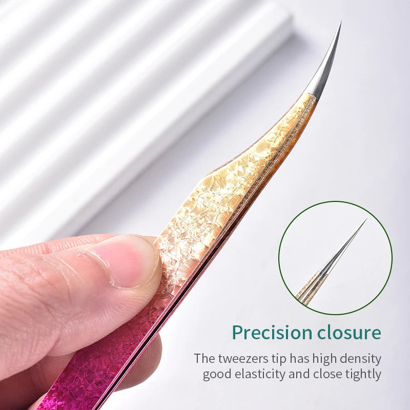 Eyelash Tweezers Ice Flower Anti-static 3D Accurate Eyebrow Grafting Qme