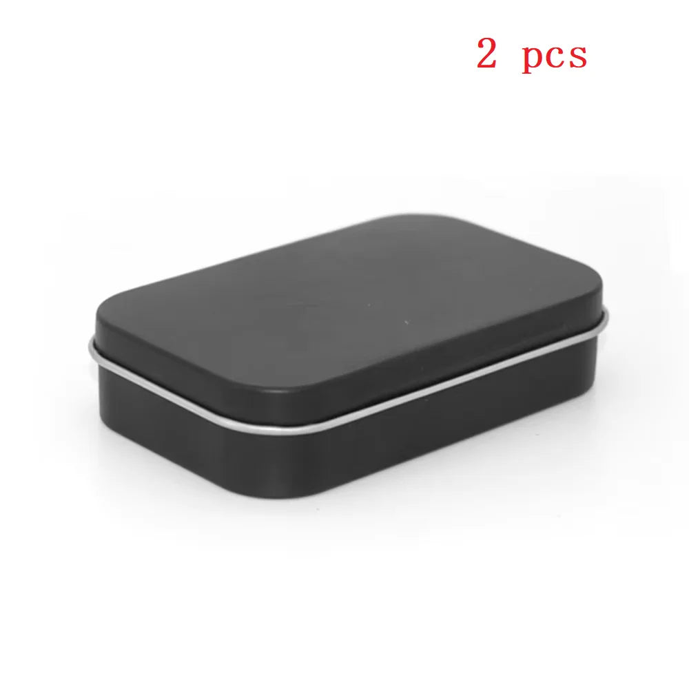 Metal Rectangular Empty Mini Tin Box Tinplate Push Candy Pill Cases Bins Jar Hinged Containers Small Organizer Storage Box Qme 2pcs Black M
