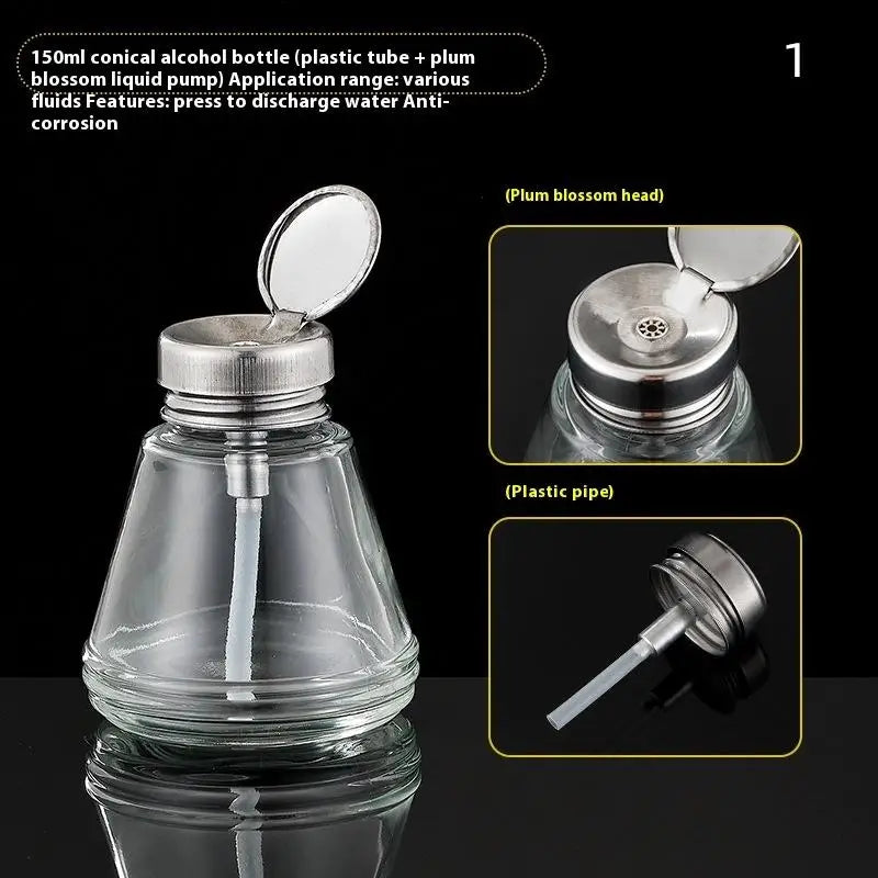 Refillable Glass Nail Storage Bottle Empty Pump Dispenser Polish Qme 1