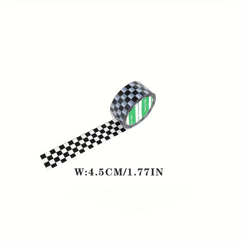 Black and White Checkered Shipping Tape, for Crafts, Packaging, Outdoor, Indoor Use Qme