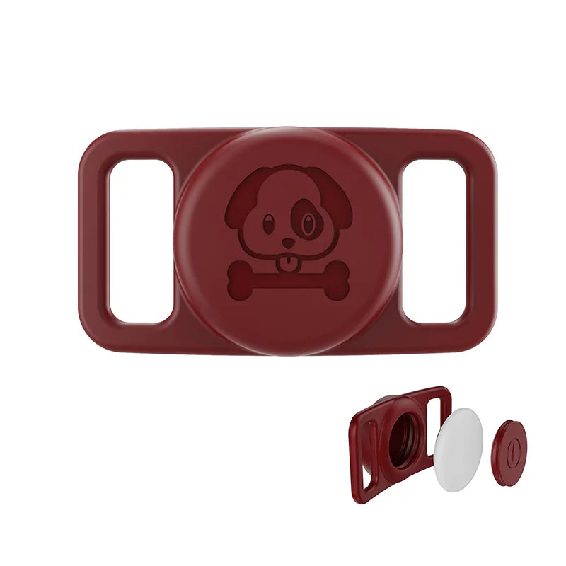 Waterproof case For Airtag Dog Collar Holder Case Lightweight Stretchable Tracker Cover Silicone Protector Protective Accessory Qme Wine Red