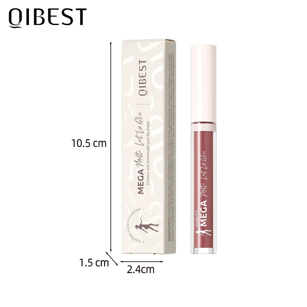 QIBEST New 24 Colors Matte Liquid Lipstick Long lasting Nude Brown Purple Lip tint Non-Stick Sexy Red Lipgloss Waterproof Makeup Qme