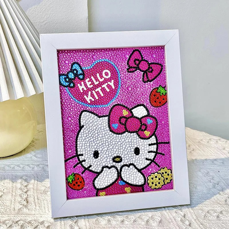 Hello Kitty Kuromi Diamond Painting DIY Craft Kit with Frame Cartoon Diamond Painting for Students Diamond Painting Gift Qme 11