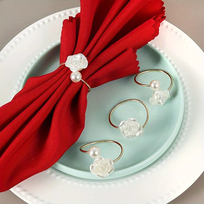Home Kitchen Dining Pearl Rose Napkin Ring Qme