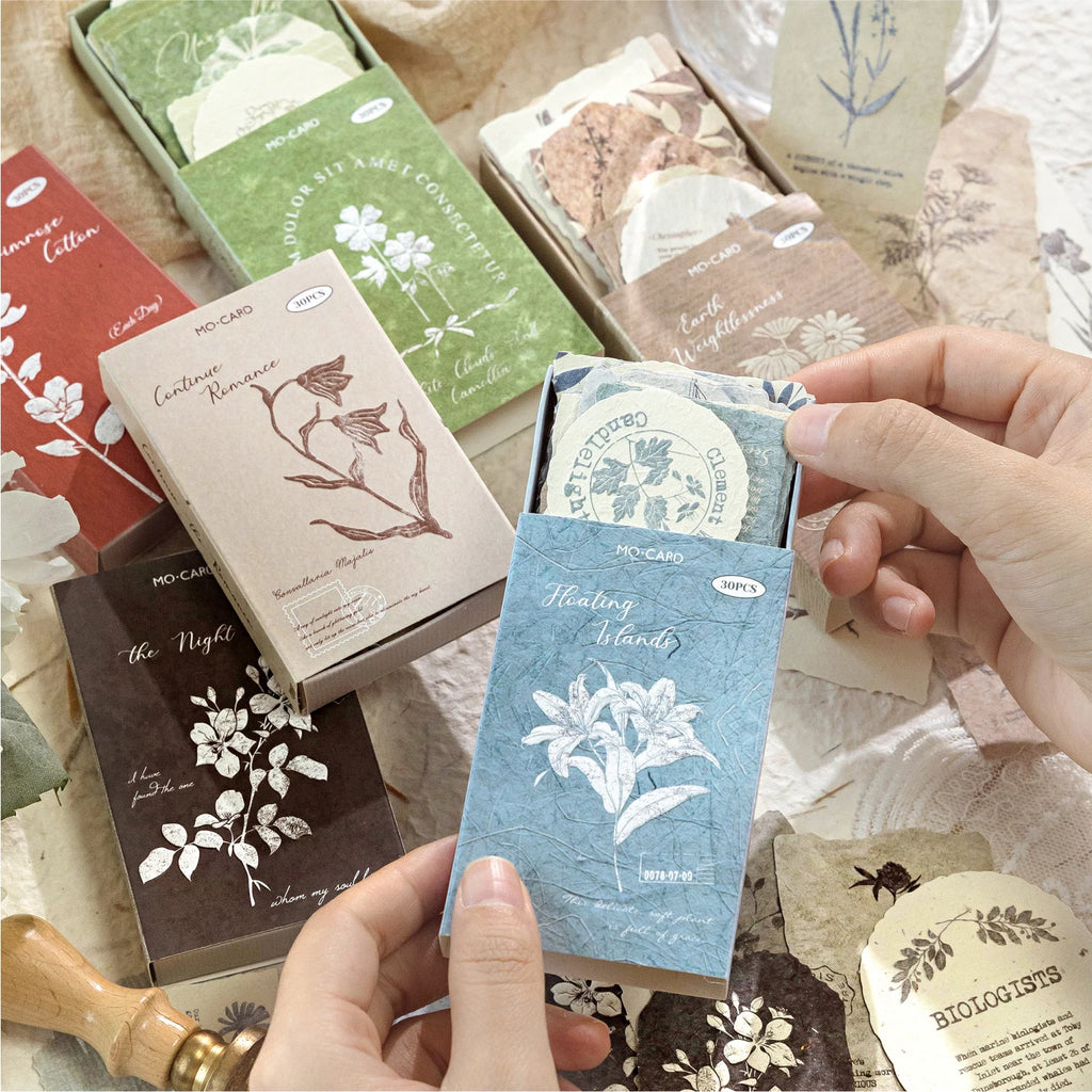 30 Sheets Sticker Pack Embossed Matchbox Style Scrapbooking Stickers for DIY Planner Journal Notebook Phone Case Decoration Qme