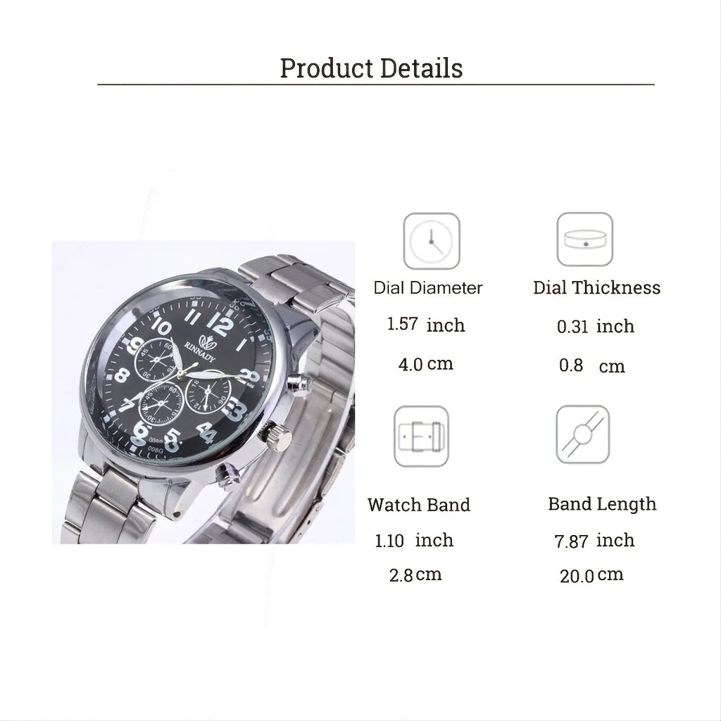 2pcs Classic Simple Quartz Watches Stainless Steel Watch Couple Watch Qme