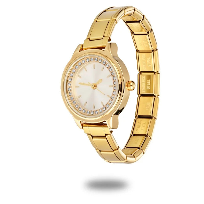 Fashion Italian Elastic Charm DIY Width Stainless Round Watch Women's