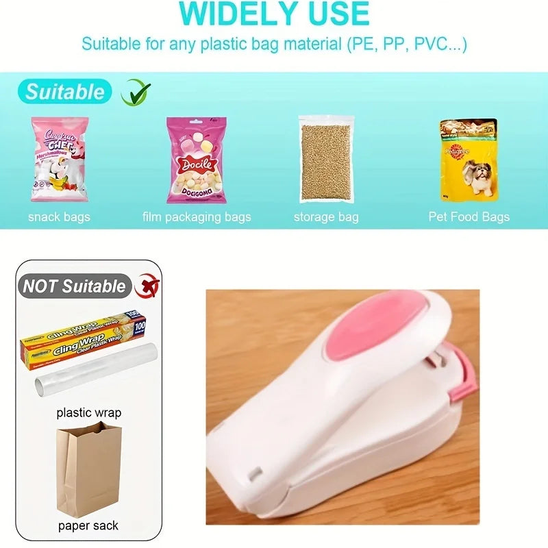 1pc Mini Household Portable Sealing Machine, Hand Pressure, Heat Sealing Machine, Food, Snacks, Plastic Bag Sealing Machine Qme