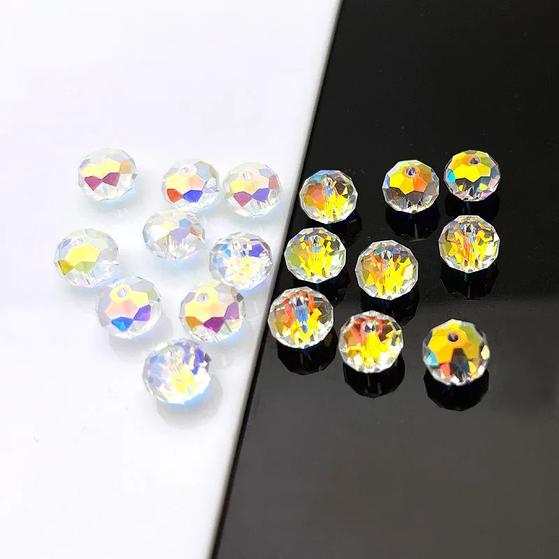 AAA Quality Faceted Rondelle Glass Beads 4-8mm Crystal Spacer Beads Assorted Jewelry Beads for Bracelets Necklaces Accessories Qme