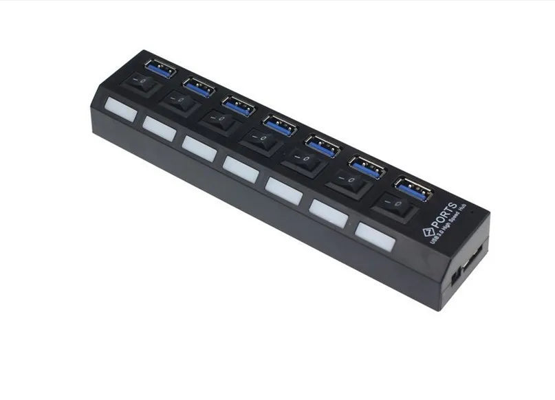 1pcs7-Port USB 3.0 Hub - High-Speed Data Transfer, Expand Ports Effortlessly, Plug & Play for Computers & Devices Qme black