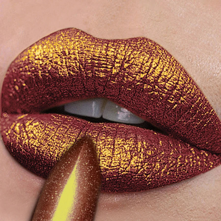 5 Colors Pearlescent Metallic Lipstick Bold& Intense Glitter Shinny Qme