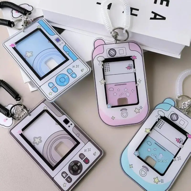 Cute Camera Shaped Clear Photocard Holder Acrylic Material Coil Qme