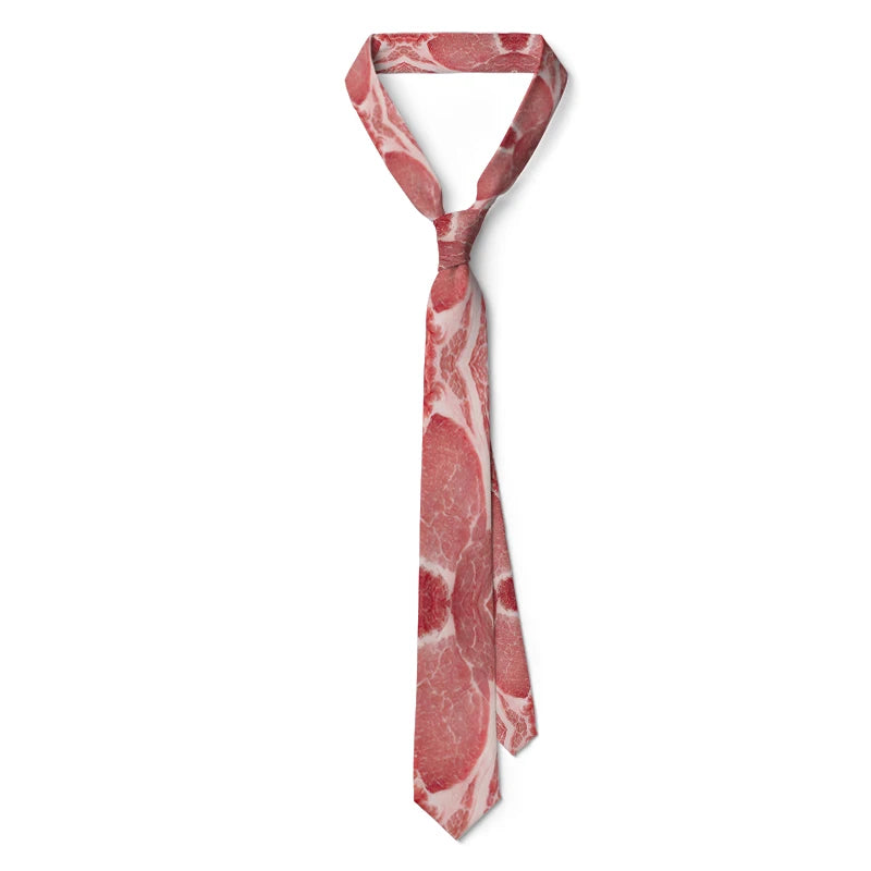 Unisex Meat Design Tie Fashion Food Printing Men's Fun Wedding Party Qme
