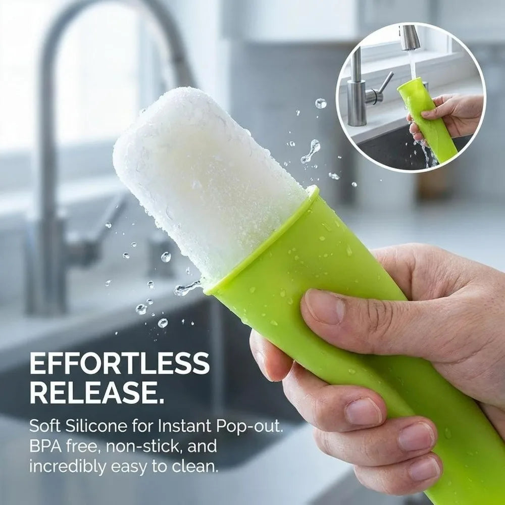 6pcs Food-grade Silicone Ice Cream Molds with Lid DIY Homemade Juice Ice Lolly Reusable Leak-Proof Ice Cube Tray Kitchen Gadgets Qme