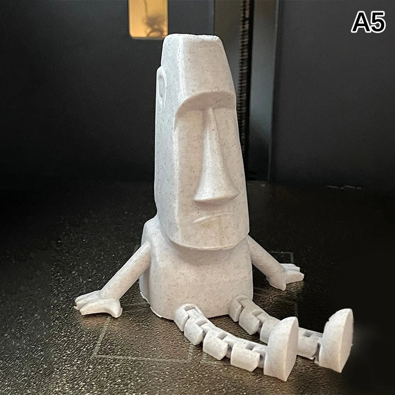 Island Moai Ornament Movable Joints Collectible Figurine Home Desk Qme A5
