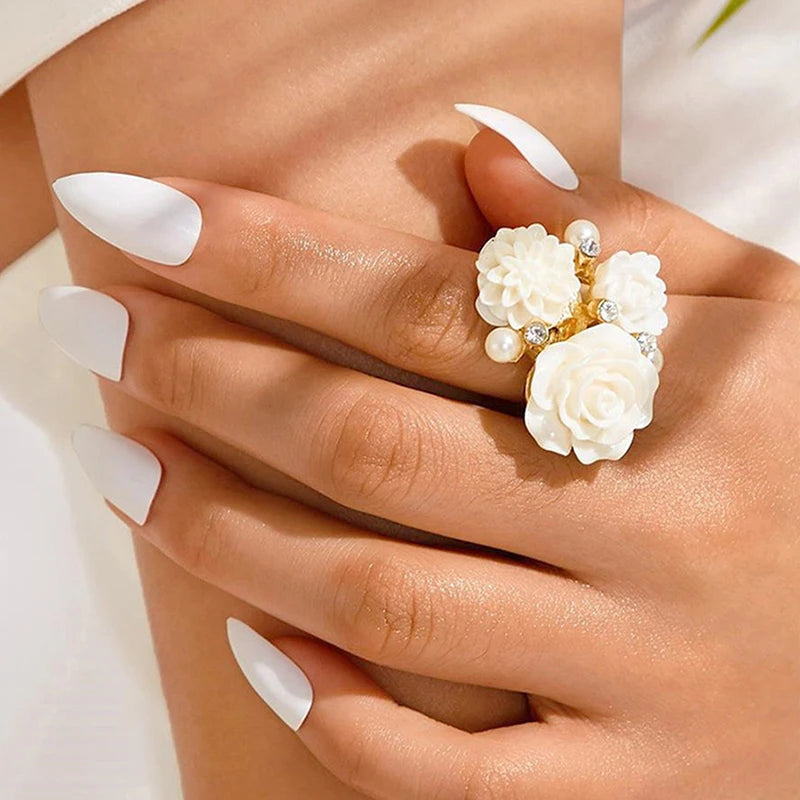 Simple Flower Fingertip Nail Rings Photo Open Ring Studio Supplies Qme A