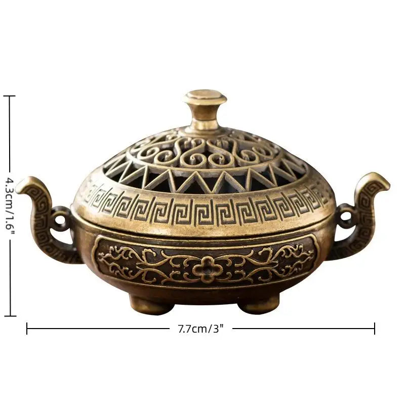 Retro Copper Incense Burner Incense Incense Burner Holder Bronze Vintage Incense Burner Charcoal Stove Luxury Stand IncenseMetal Qme 1PCS