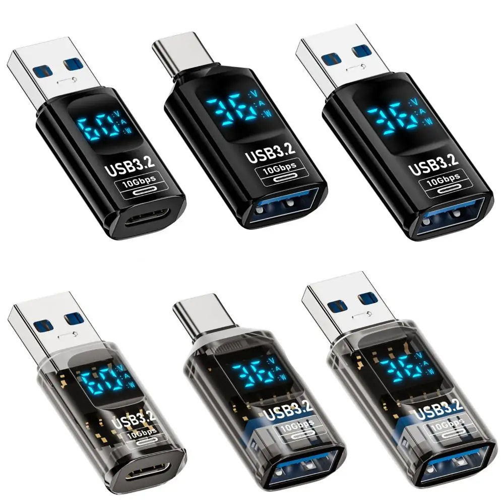 10Gbps USB 3.2 Digital LED Display Adapter USB Male to Type C Converter Fast Charge Data Transmission Adapter For Laptop iPhone Qme