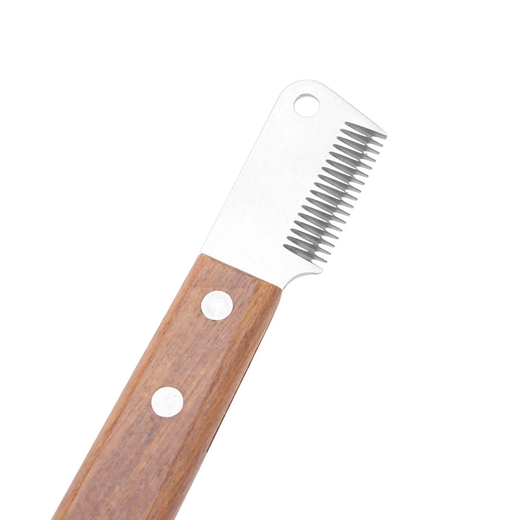 Wood Handle Dog Grooming Deshedding Comb Stainless Steel Pet Dematting Rake Brush Knot Remover Tool Reduce Shedding for Dogs Cat Qme