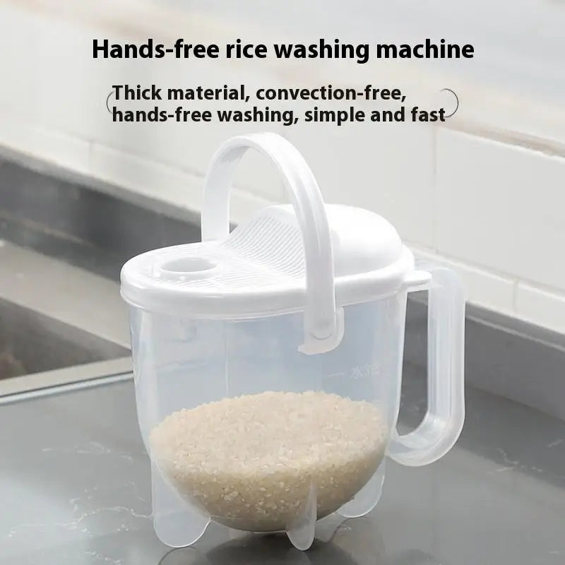 1Pc Rice Strainer With Handle , Rice Wash Strainer Bowl With Lid Convenient Multifunctional Kitchen Items For Grain Beans. Qme