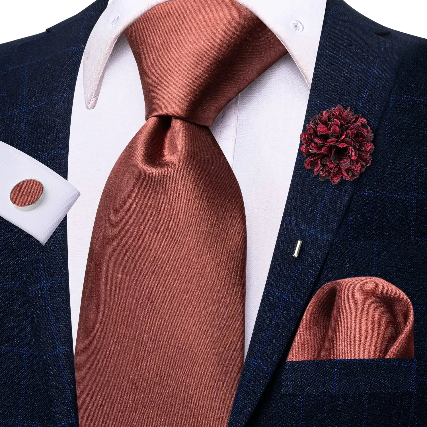 Striped Purple White Tie With Brooch Silk Elegent Necktie For Men Handky Cufflink Fashion Wedding Business Party Hi-Tie Designer Qme N-3771XH-0056